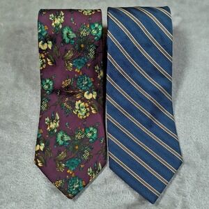 Vintage Brooks Brothers Makers Tie Lot of 2 Mens Silk Made In USA Floral Striped